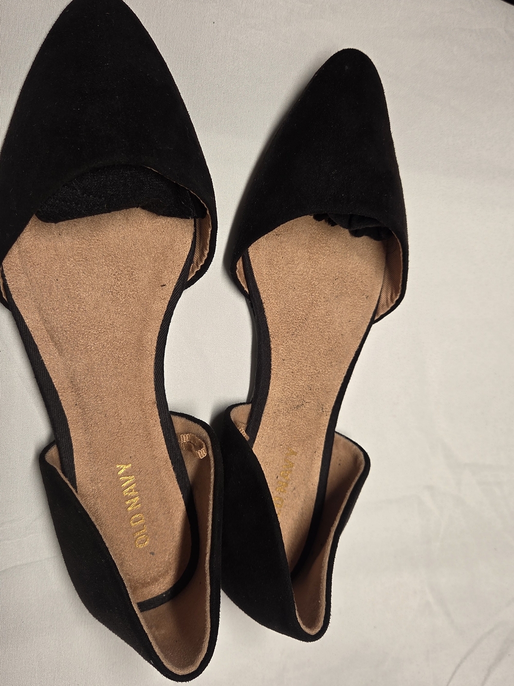 Old Navy Black Faux Suede Pointed Toe d'Orsay Flats Size 6